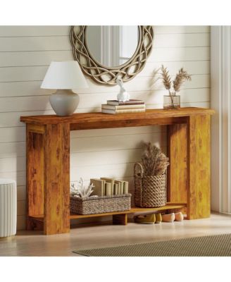 Farmhouse Console Table, 63" Narrow Entryway Table