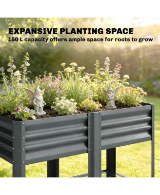 Raised Garden Bed with Storage Shelf 31.5" High