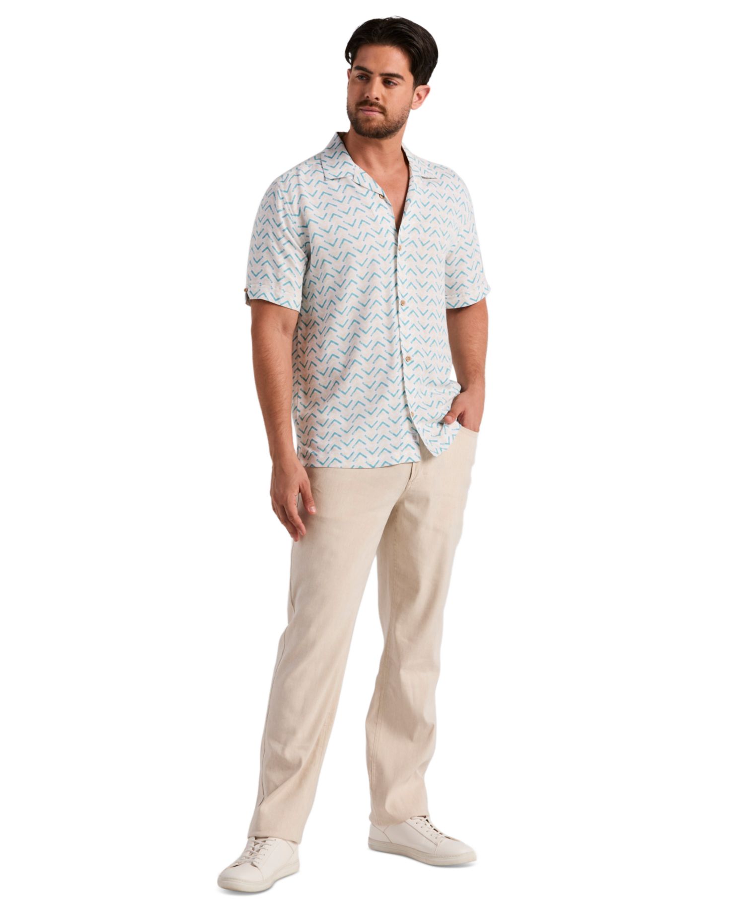 Men's Textured Geometric Print Shirt