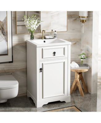 20" Bathroom Vanity with Ceramic Sink, Soft Close Door, Adjustable Shelf & Door Storage for Small Bathrooms