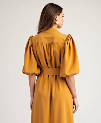 Women's Lark Puff Sleeve Self-Tie Midi Dress