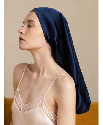 Silksilky Pure Silk Elegant Long Bonnet - Dark Blue