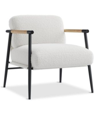 Modern Accent Chair with Metal Frame,Cozy Reading Chair Upholstered in Plush 420g Teddy Sherpa Fabric, Mid Century Style