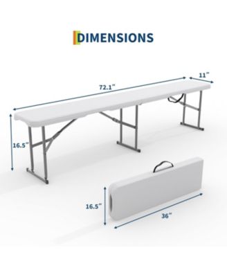 6 Foot Portable Folding Bench, Fold in Half Design, Foldable Plastic Bench with HDPE Seat   Carrying Handle