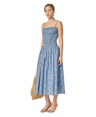 Women's Checked Smocked Midi Dress