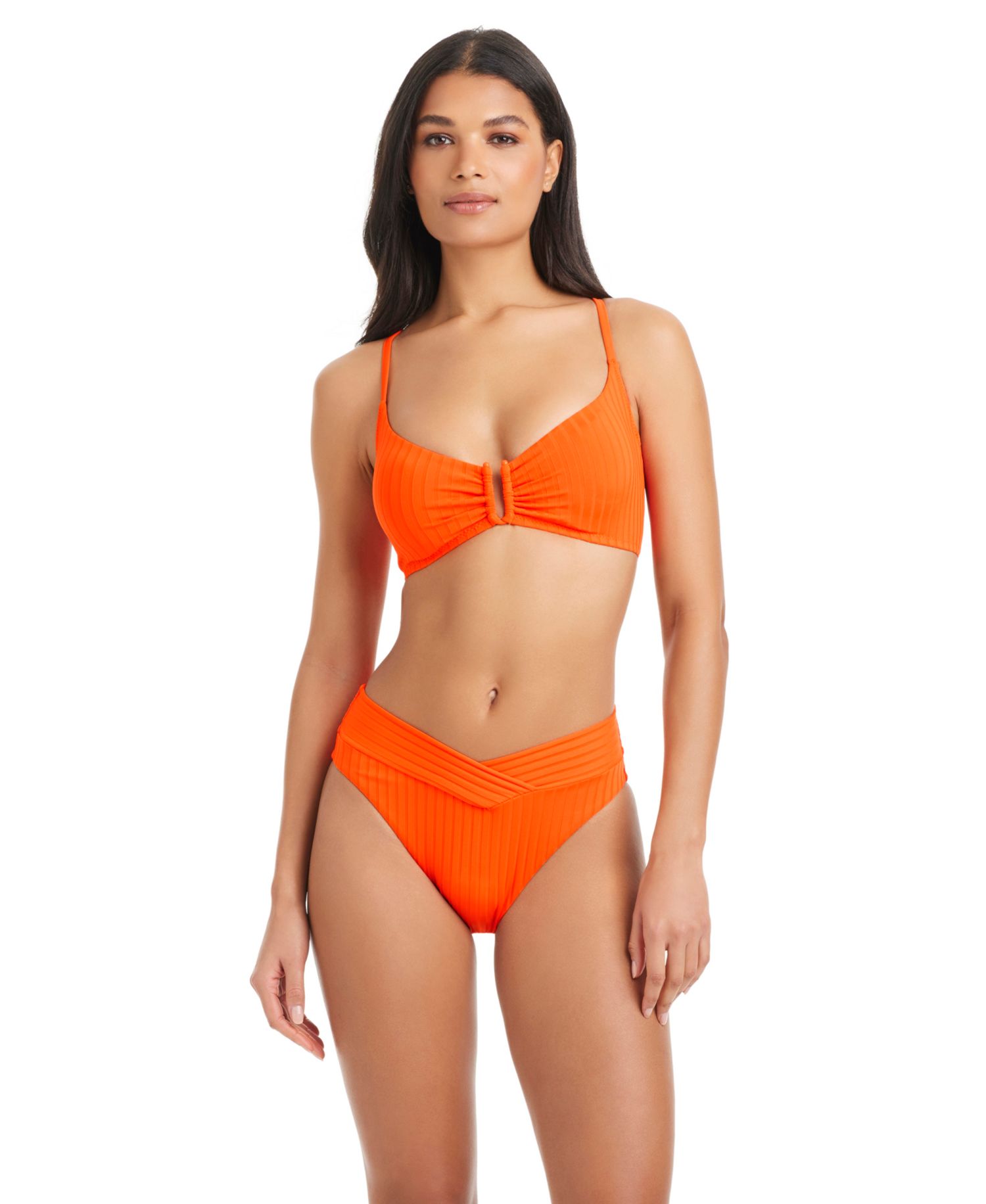 Women's Refresh Ribbed Tie-Back Underwire Bikini Top and Moderate-Coverage Swim Bottoms