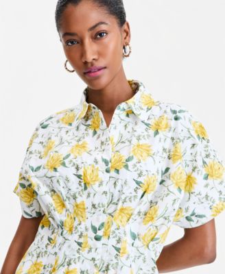 Women's Cutwork-Hem Mini Shirtdress