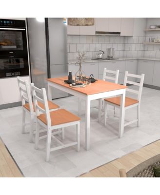 5pc Dining Table Chairs Set Solid Wood Kitchen Breakfast Dinette Furniture