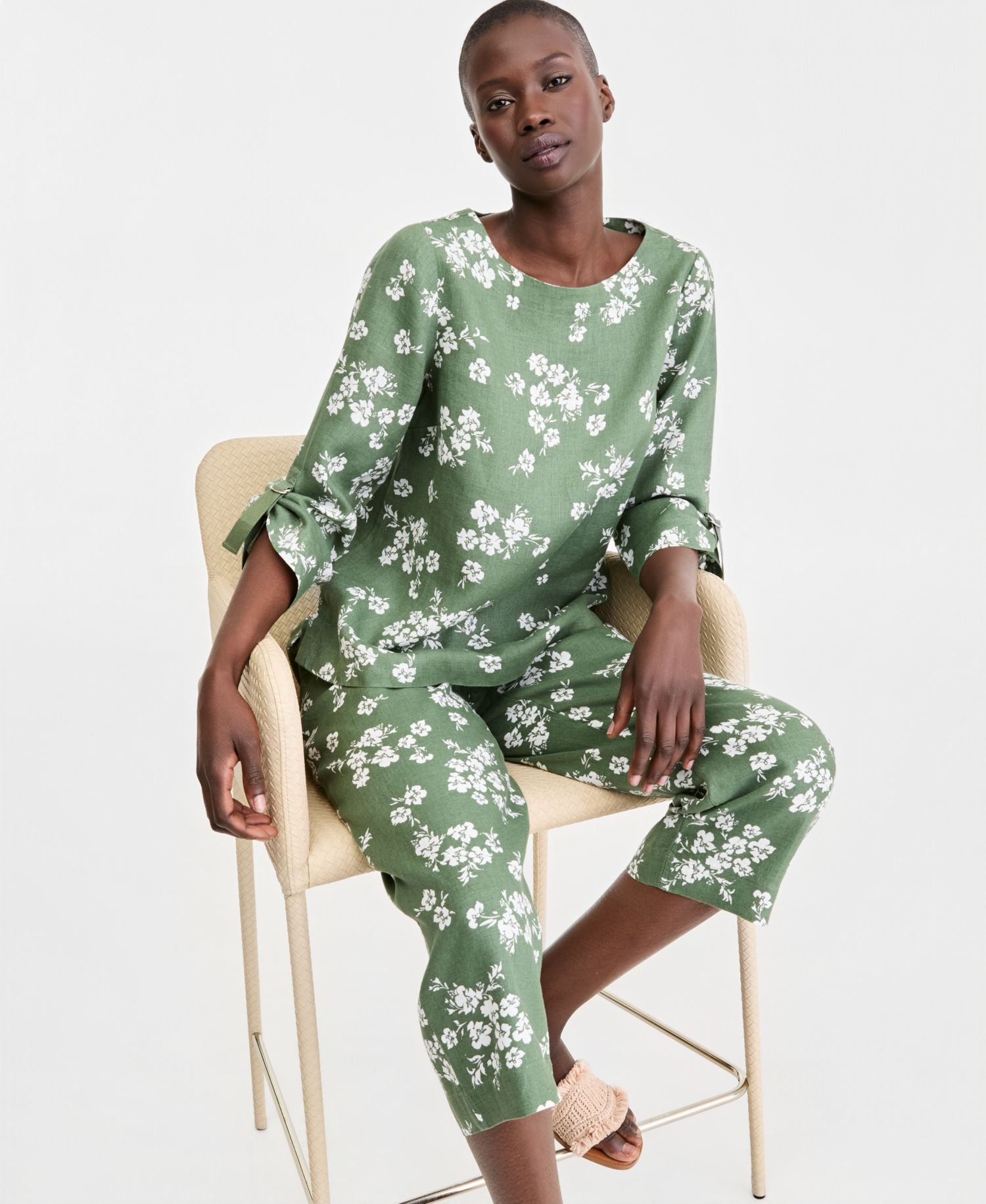 Women's Lined Printed Cropped Pants