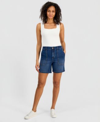 Women's High-Rise Utility Pocket Denim Shorts