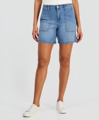 Women's High-Rise Utility Pocket Denim Shorts