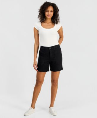 Women's High-Rise Utility Pocket Denim Shorts
