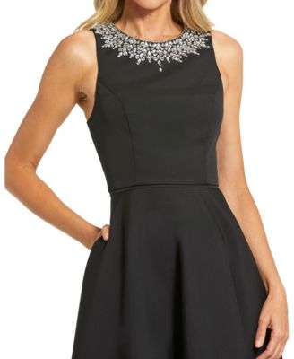 Women's Crepe Embellished Neck High Low Gown