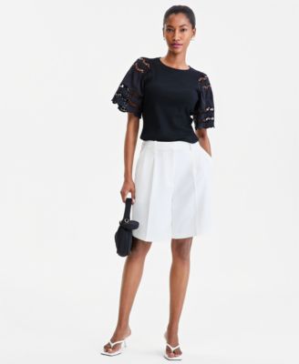 Women's High-Rise Crepe Bermuda Shorts