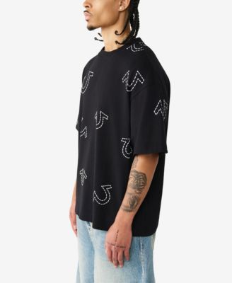 Men's Short-Sleeve Horseshoe Print Oversized T-Shirt