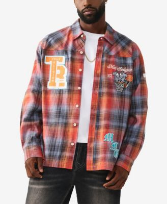 Men's Patch Long-Sleeve Flannel Shirt