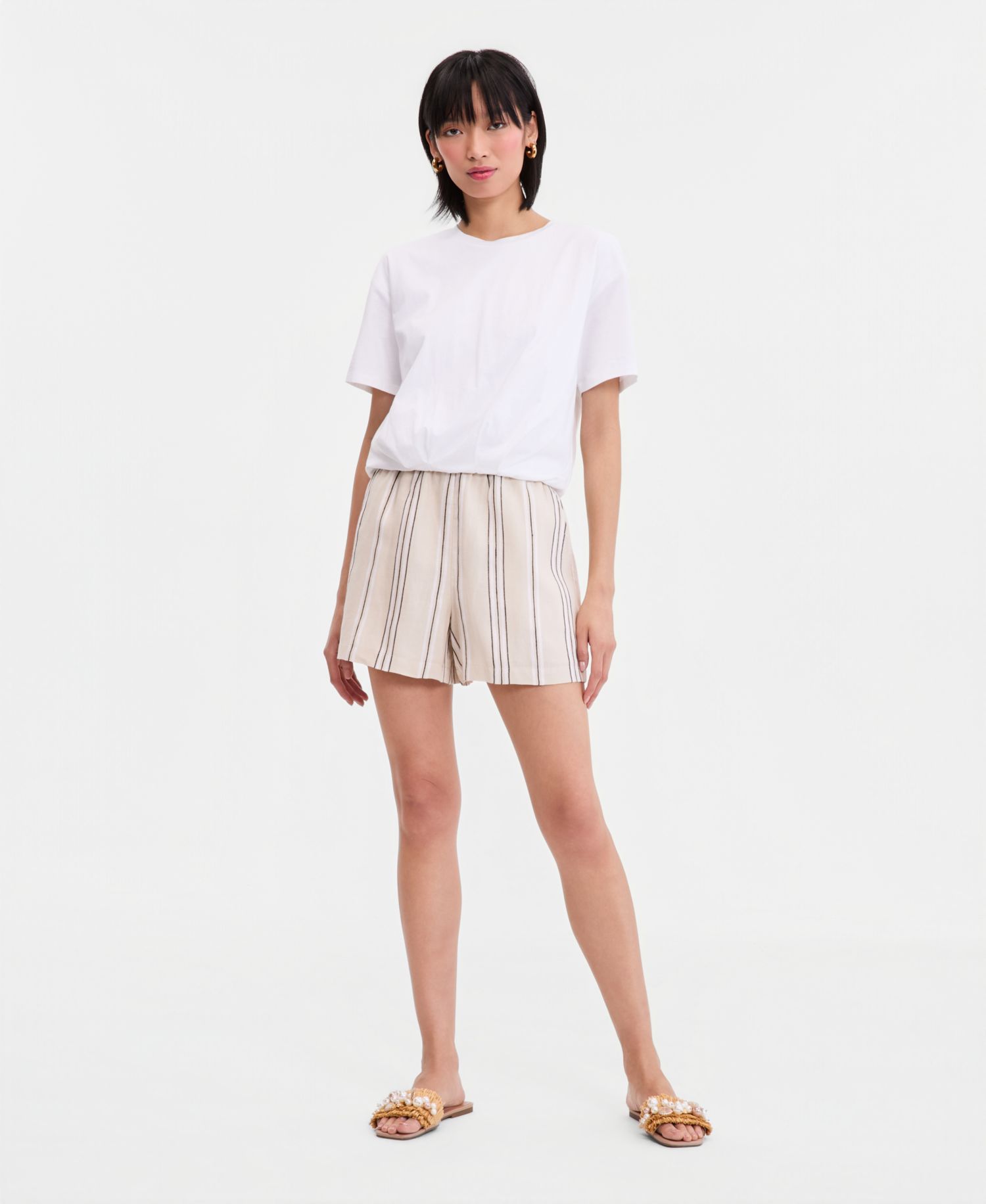 Women's Striped Pull-On Cotton Shorts