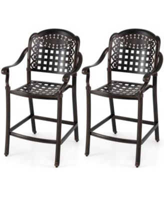 Cast Aluminum Outdoor Bar Chairs Set of 2 Counter Height