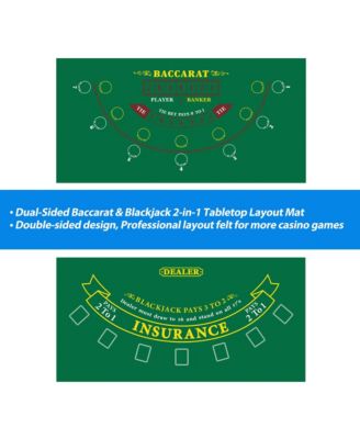 Las Vegas Style Casino Black Jack and Roulette Layout Mat with Instructions and Strategy Chart