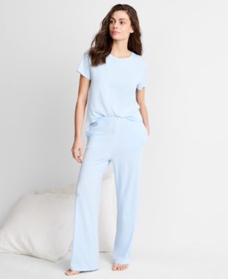 Women's Short-Sleeve Crewneck Cotton-Blend T-Shirt and Pants Set