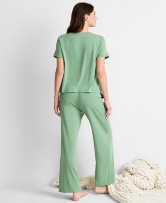 Women's Short-Sleeve Crewneck Cotton-Blend T-Shirt and Pants Set, Macy's Exclusive thumbnail 4