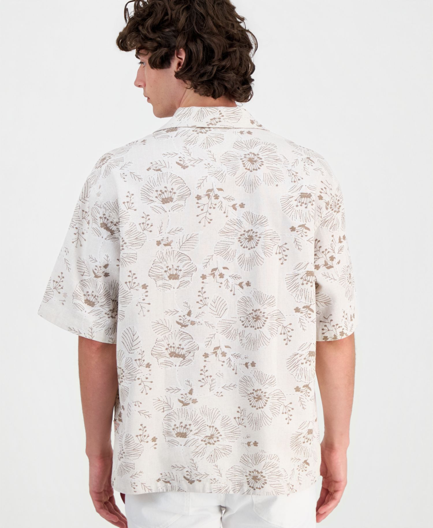 Men's Allover Embroidery Button-Up Shirt