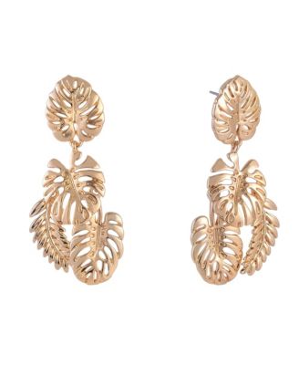 Gold Tone Leaf Drop Earrings