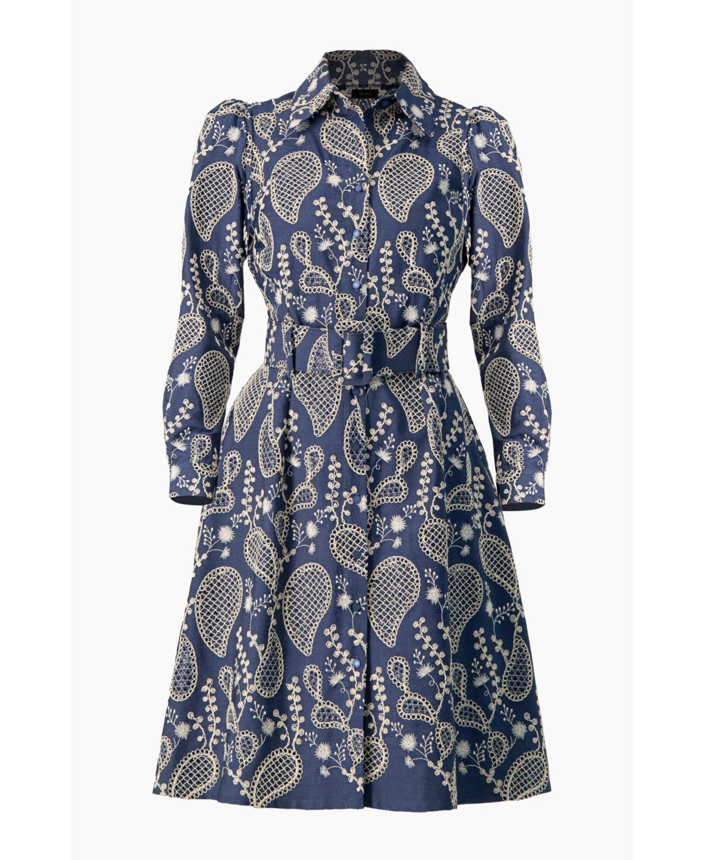 Женское платье Ivonne Long Sleeve A-Line with Floral Embroidery, цвет: Синий — фото 6