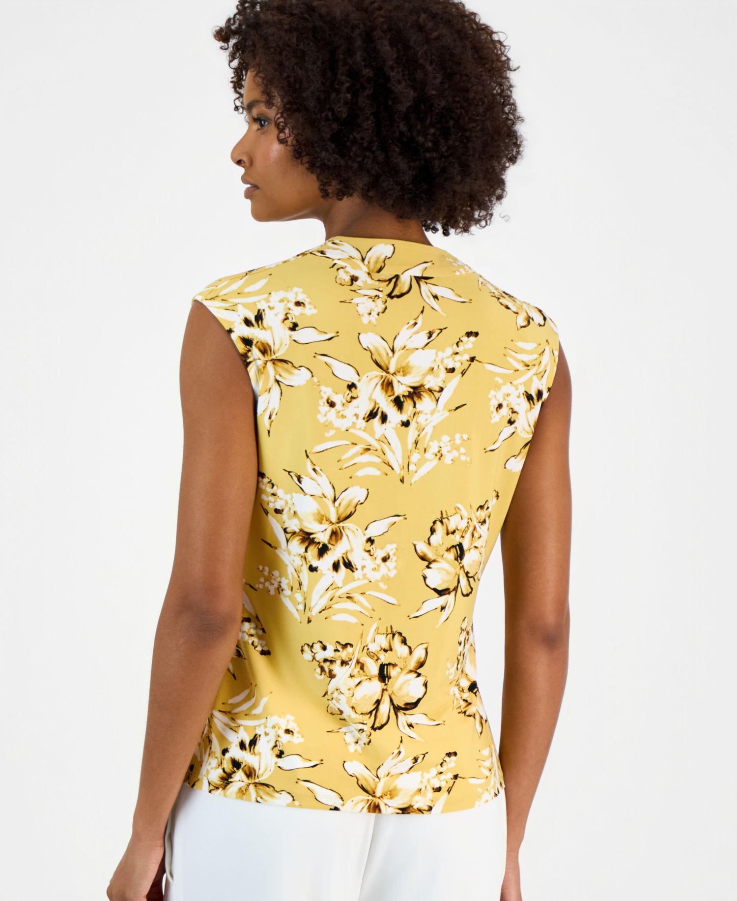 Petite Cowl Neck Printed Top