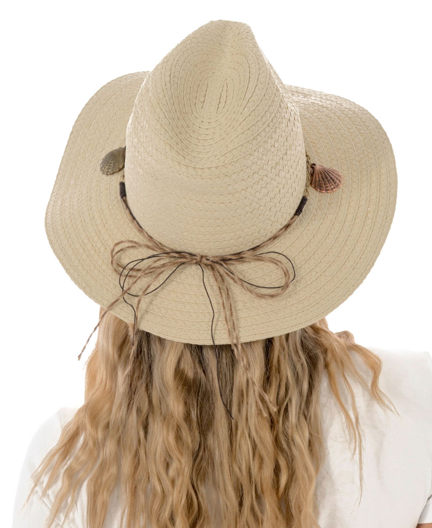 Женский головной убор Marcus Adler Straw Shell Trim Panama Hat, цвет: Натуральный — фото 3