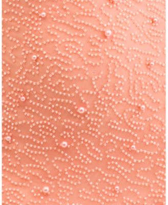 Juniors' Cowl-Neck Beaded Sleeveless Gown 