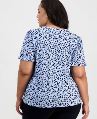 Plus Size V-Neck Ruffled-Cuff Blouse