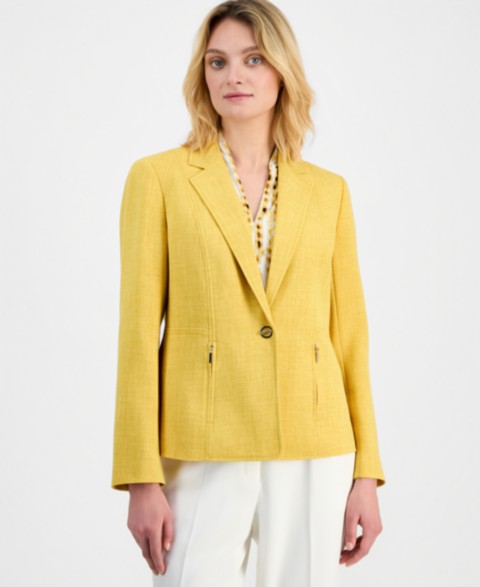 Женские Kasper Women's Notch Collar One-Button Blazer, Regular & Petite