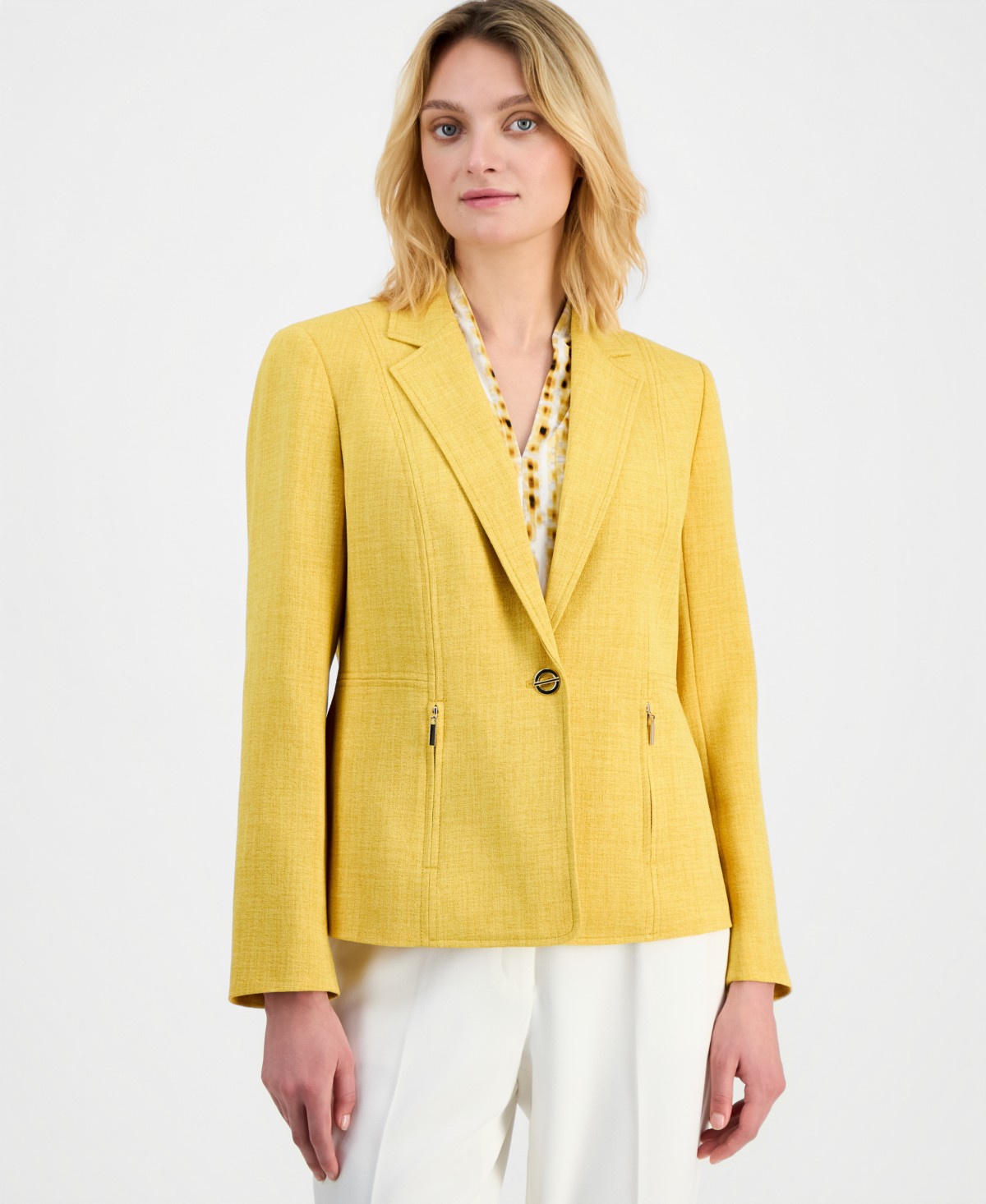 Женские Kasper Women's Notch Collar One-Button Blazer, Regular & Petite — фото 1