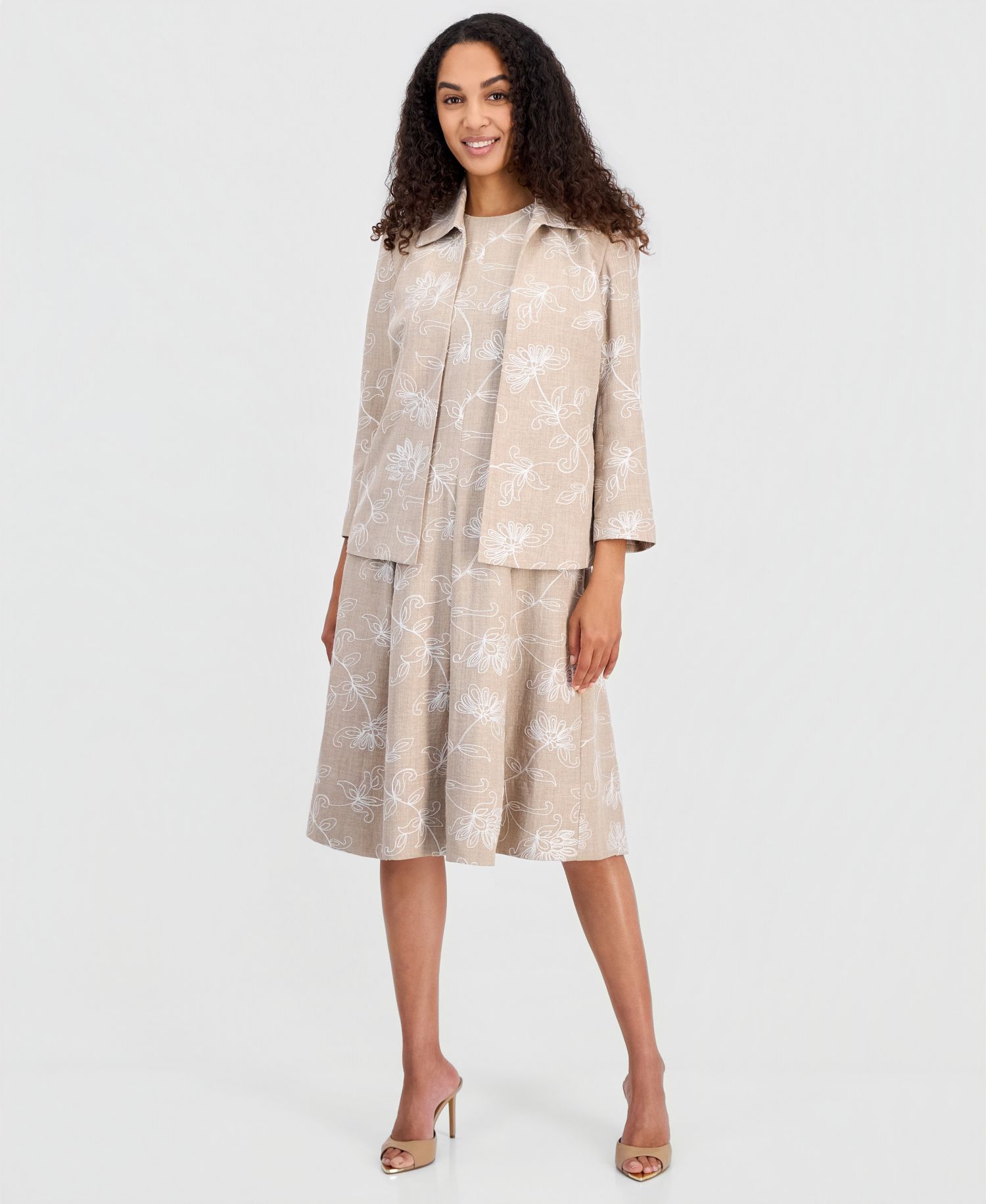 Women's Boxy Floral Embroidered Jacket, Regular & Petite