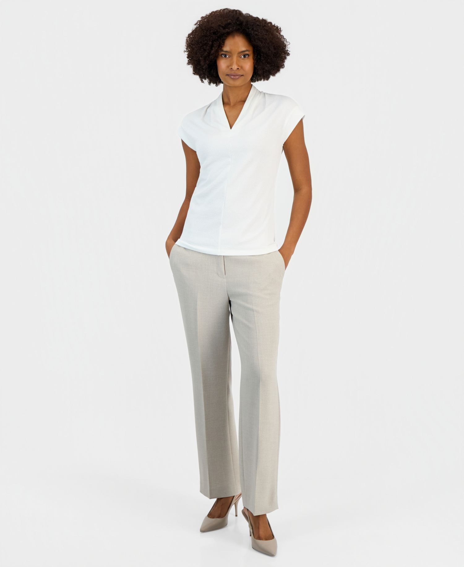 Women's V-Neck Short-Sleeve Knit Top