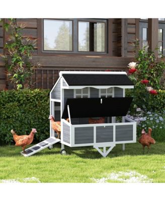 43" Chicken Coop with Wheels, Chicken Tractor for 2-4 Hens, Rabbits