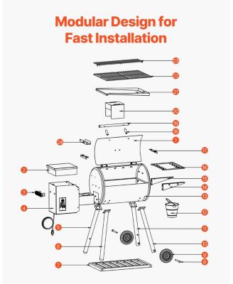 Wood Pellet Grill Smoker, 8-in-1 Outdoor BBQ, 456 Sq. In. Cooking Area, Digital Controller, Meat Probe, 500°F Max