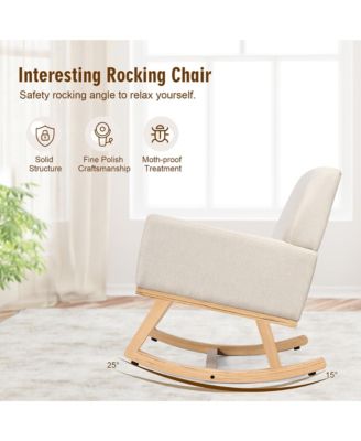 Mid Century Fabric Lounge Chair Upholstered Accent Armchair Rocking Chair