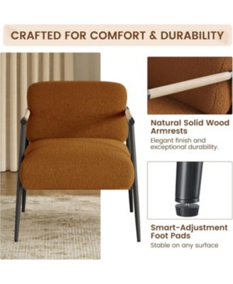 Modern Accent Chair with Metal Frame, Upholstered in Plush 420g Teddy Sherpa Fabric Cozy Reading Chair