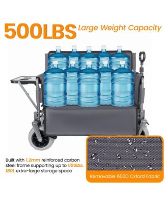 Collapsible Wagon - Heavy-Duty Seat Wagon with Canopy and Rear-Mounted Folding Tabletop, 500lbs Heavy-Duty for Camping, Garden
