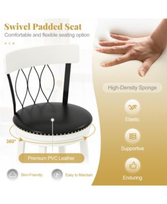 26'' Set of 4 Bar Stools w/ Footrest Rubber Wood Frame & Tufted Rivets