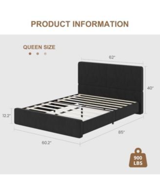 Bed Frame with 2 Storage Drawers, Faux Leather Low Profile Bed Base with Wood Slat Support, No Box Spring Needed, Easy Assembly