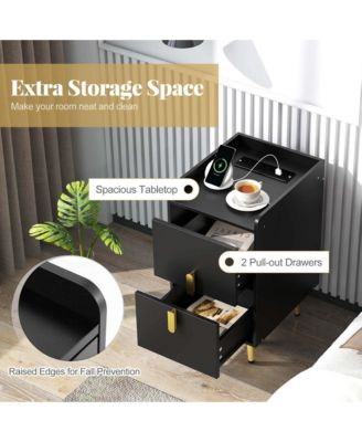 Nightstand with Charging Station Home Bedside Sofa Side Tables