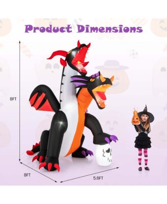 8 FT Inflatable Twin-Headed Dragon Decoration Giant Halloween Inflatables with 5 LED Lights 4 Flashing Lights & 2 Disco Lights