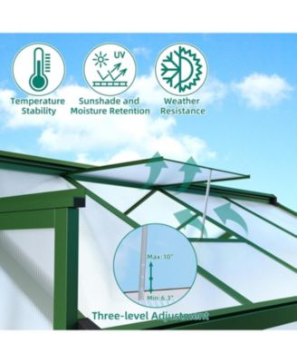 Walk-In house, Polycarbonate Panels, Adjustable Roof Vent & Sliding Door, Aluminum Frame, Garden & Patio