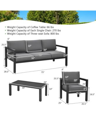 4-Piece Outdoor Patio Furniture Set Sectional Sofa Set Coffee Table