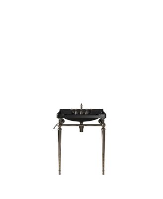 Bathroom Console Sink with Ceramic Vanity, Wall Mounted Basin & Stainless Steel Legs, Towel Bar Included