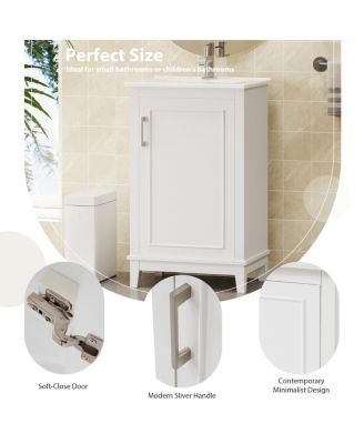 Small Bathroom Vanity Cabinet with Ceramic Sink, Soft Close Door & Ample Storage for Compact Spaces