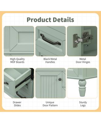 36" Bathroom Vanity with Ceramic Sink, Flip-Out Drawer, Soft Close Doors & Storage Drawers for Modern Bathrooms